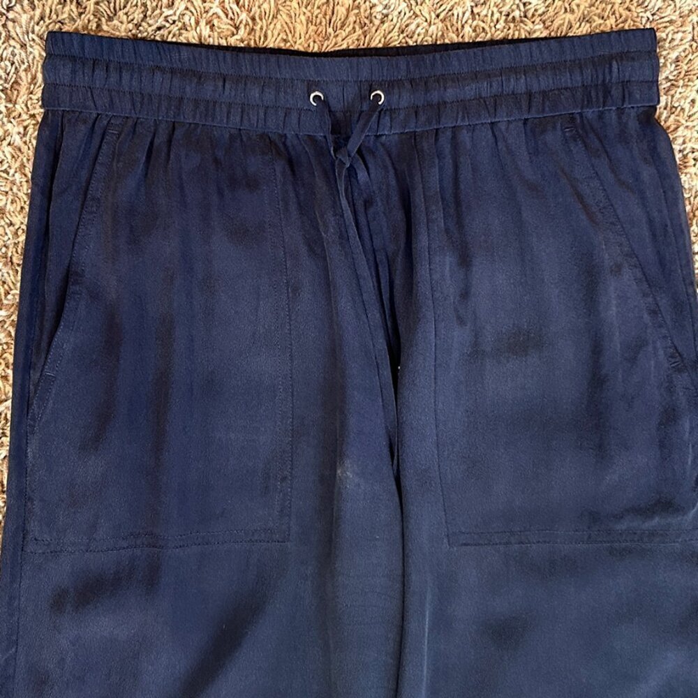THEORY Charcoal Gray 100% Silk Drawstring Pants in Size Small - Picture 2 of 7